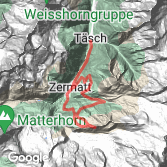 Mapa Dzień 6: Tasch - Zermatt - Tasch